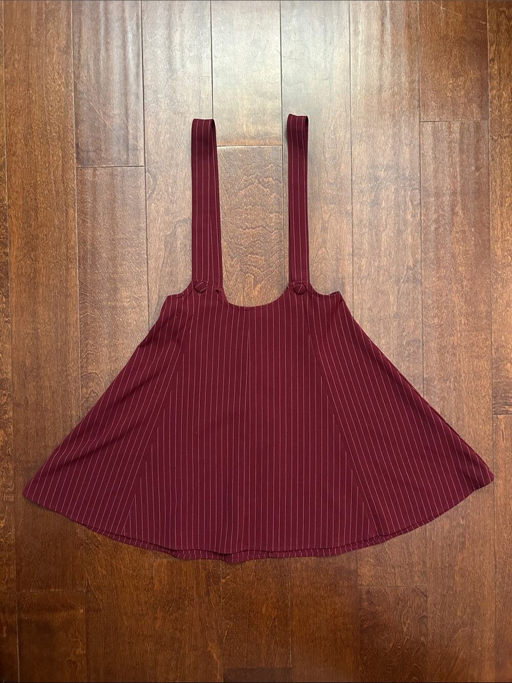 Forever 21 Burgundy Pinstripe Suspender Skirt Size S